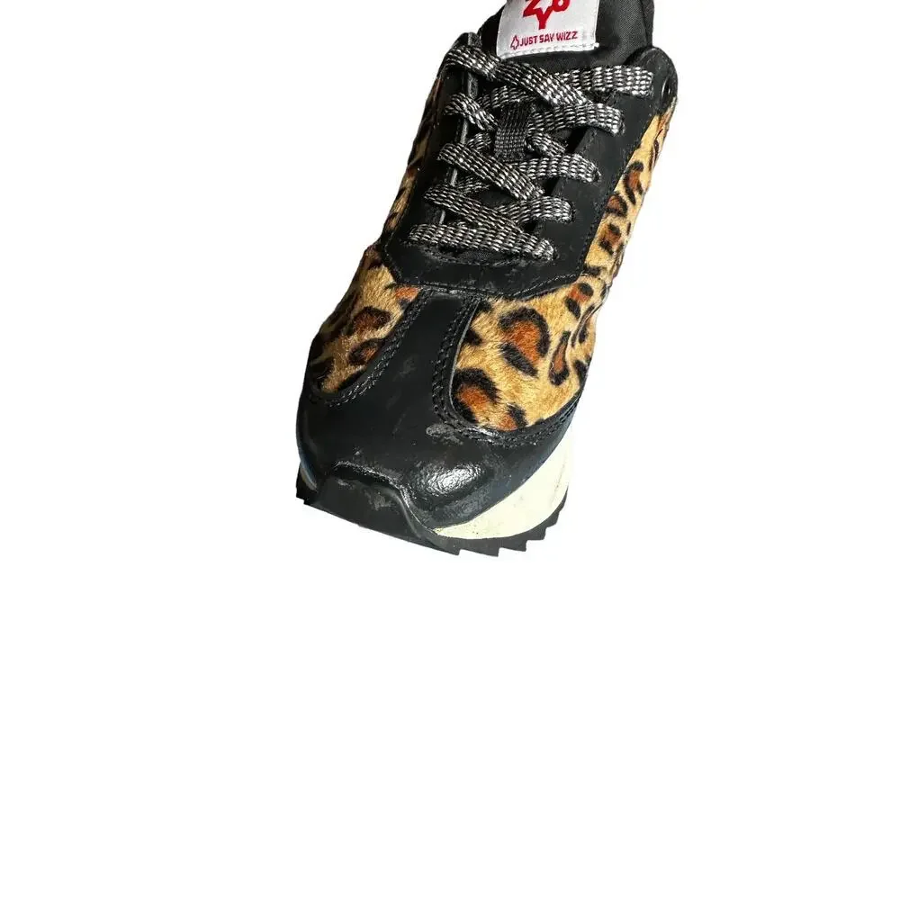W6YZ Just Say Wizz Leopard Print Platform Running/Leisure Sneakers - RARE DESIGN
